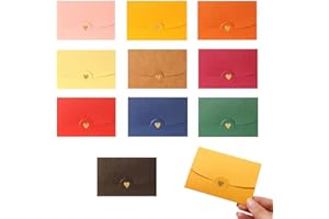 LICHUANUK 10Piezas Sobres Corazon, Sobres Kraft Retro Sobres para Regalo, Mini Sobres para Tarjetas con Cierre de Corazón para Bodas Cumpleaños Día de La Madre Navidad Día de San Valentín (7 x 10,5cm)