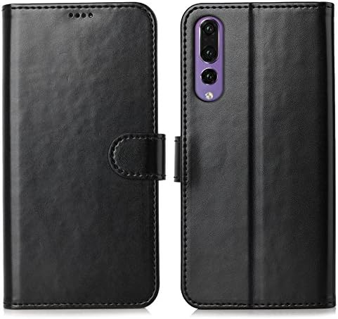 Eastcoo Huawei P20 Pro Double layer Flip Leather PU Wallet Card Holder Case with Stand Kickstand Magnetic Closure Slim Fit Clear TPU Bumper Tough Hybrid cover case for P20 Pro (Huawei P20 Pro, Black)