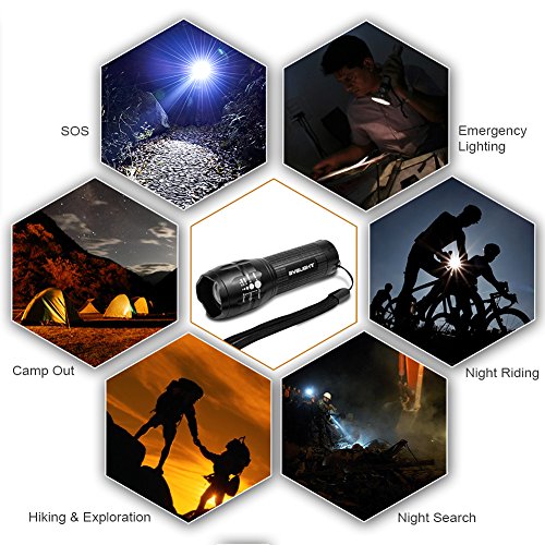 4er mini LED Taschenlampe, BYBLIGHT Zoombare LED Taschenlampe mit CREE-Chip, 3 Licht-Modi, 150 Lumen, Wasserdichte Taschenlampe LED, 3x aaa Akuu betrieben, Günstig Pack (4 Stück) - 6