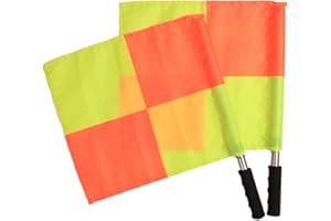 Fliyeong Griff Linienrichter Fahnen Rot Gelb Platz Gitter Schiedsrichter Flagge für Fußballtraining Engagiert 2 Stücke