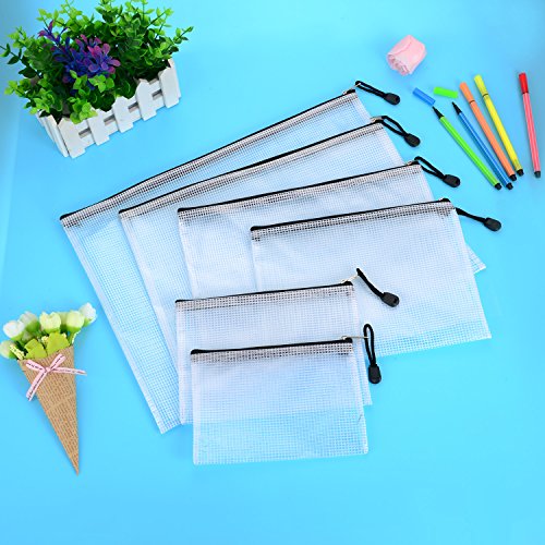 6 Piezas Bolsa de Archivo con Cremallera de Tama  os M  ltiples Carpetas de Papeles Bolsas de Archivo de Malla con Pa  o de Limpieza para Materiales de Organizaci  n  Cosm  ticos  Accesorios de Viaje