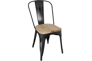 Bolero gg707 acero laterales de comedor sillas con asiento de madera Pad, Negro (Pack de 4)