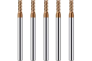 CREEYA 5PCS Fresa de metal duro 3mm, 4 dientes/4 Flautas CNC Fresas, HRC 55, Dorado TiSiN revestimiento, Fresas Carburo de recta 3mm Para Acero Metal Madera Plásticos (3mm)