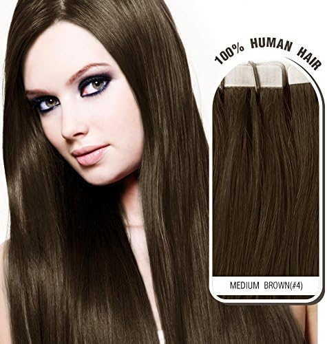 Melodylocks 24" Tape in Remy Human Hair Extensions 20 Pieces(pcs), 40g, Straight #4 Medium Brown
