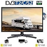 Der eingebaute DVD Player ist kompatibel mit allen gängigen Formaten. Abgerundet wird die gute Ausstattung durch den vorhandenen 12 Volt Anschluss, mit welchem Sie Ihren TV zum Beispiel in Ihrem Auto/Wohnmobil/Boot/LKW auch an 12 Volt betreiben können.Das KFZ-Kabel ist im Lieferumfang enthalten.