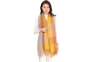 Longwu Women Soft Cashmere Wool Scarf Large Pashminas Shawl and Wrap Warm Stole Blanket