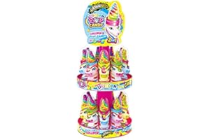 Joygum UNICORN POP CANDY lollipop & jelly candy 18 PZ, gustoso lecca-lecca arcobaleno con caramelle jelly beans alla frutta ; espositore 18 pezzi da 50gr