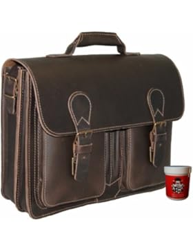 FREIHERR VON MALTZAHN Aktentasche 385-58, braun, Bio-Leder, Made in Germany + Lederpflege