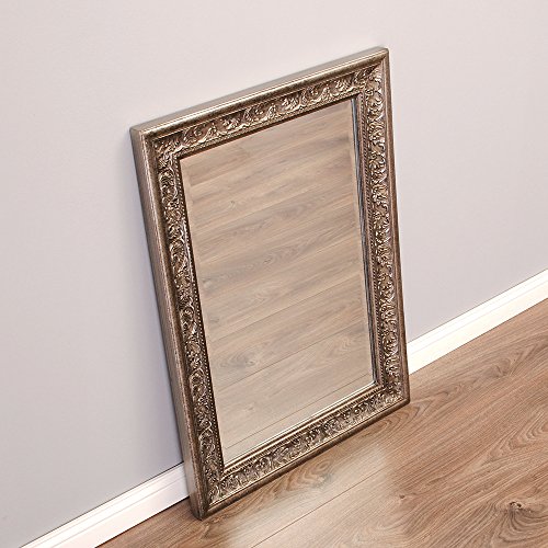 Pompöser Barock Spiegel FIORA 90x70cm Silber – Antik - 5