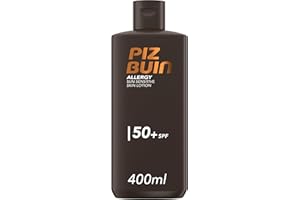 Piz Buin Allergy Lotion SPF 50 (400ml), Sun Cream to Strengthen Skin's Resilience, Sunscreen with Immediate and Effective UVA/UVB Protection for Sensitive Skin, Sweat & Water Resistant