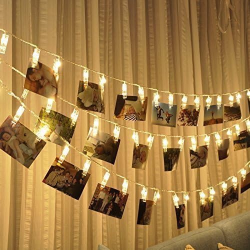 LED Photo Clip String Lights 40 LED Picture Fairy Lights Battery Powered Peg lights for Photo-Warm Light Up Peg String Lights 16 FT for Wedding Party Home Decoration