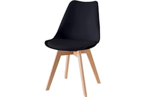 Baroni Home Silla de Comedor o de Trabajo con Patas de Madera, Silla Ergonómica con Cojín Integrado, 50X48X82 cm (Negro, 1)