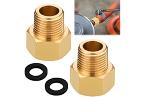 EBKCQ Adaptador para Cocina de Gas Butano, Adaptador de Gas 1/2 A 1/4, Latón Conector Manguera de Gas, Conector de Gas con 2 Arandelas de Goma, para Cocina Gas, Estufa Taburete, Camping
