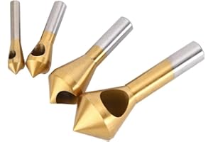 Fixinus Set di 4 punte per svasatura conica HSS, svasatura a 90° in titanio, per legno, metallo, ferro, plastica, alluminio