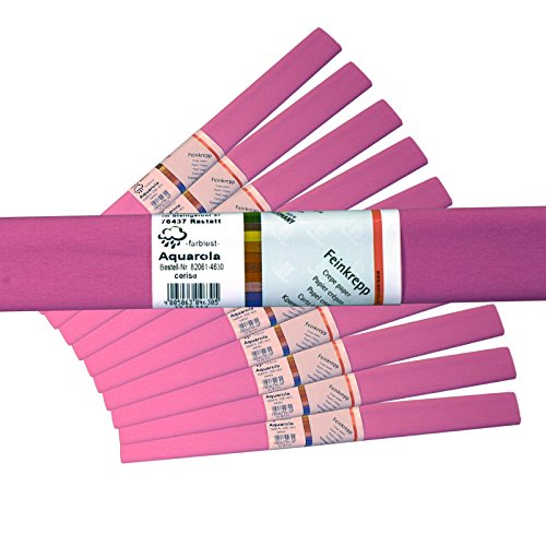 10 x 1 Rolle, Aquarola-Feinkrepp, cerise, 50x250cm, farbfest - 2