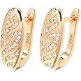Shining Diva Fashion 18k Rose Gold Plated Latest Fancy Stylish Copper Zircon Bali Earrings for Women and Girls