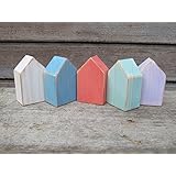 Set Shabby Chic Holzhäuser 5 Mini Holzhäuser.