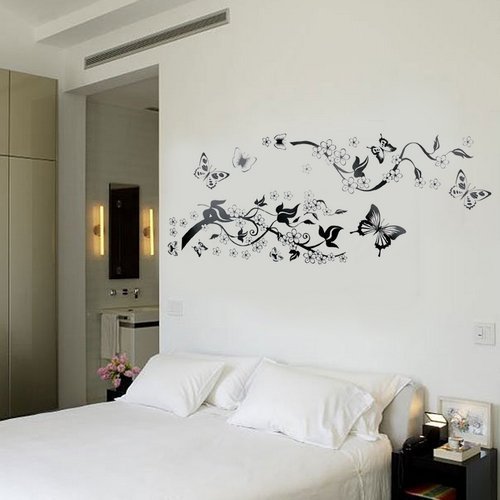 Wandtattoo Wandaufkleber Wandtatoo Wandsticker Schmetterling Baum Reben - 4