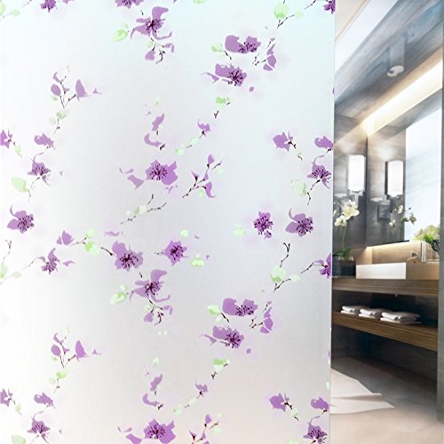 Tamia-Home Statische Fensterfolie 90% UV-Sonnenschutz Selbsthaftende Sichtschutzfolie Glasdekor"Orchidee" P017 (60*100cm)