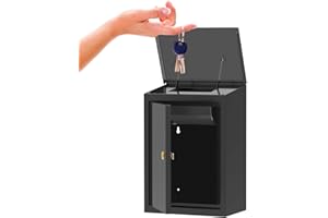 WeHere Key Drop Box for Outside Wall Mount, Key Return Box for Automotive, Anti-Thief & Waterproof Design for Outdoor, Heavy-Duty Secure Storage Box for Hotel,Car Rental, Large Capacity 6x10x14 Inch…