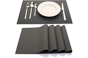 IYYI Silicone Placemats,Placemats for Kids,Set of 4 Waterproof Heat Resistant Non-Slip Kitchen Table Mats for Dining Table, Easy to Clean (Dark Gray)