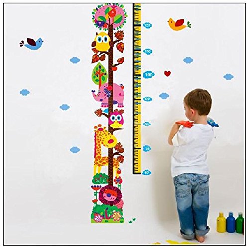 Naughty animal wall sticker for kid's bedroom cartoon animals Height Chart Nursery