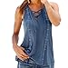 Produktbild Yanhoo Frauen Sommer Print V-Ausschnitt Ärmellose Träger Weste Shirt Tank Tops Bluse T-Shirt Tops Damen Sommer Hemden Longblusen Strandbluse Blusen Vest Casual Stretch (S, Blau)