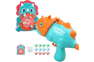NIRCHO Dinosaur Gun Shooting Game Toy, Kids Blaster Gun Shooting Game with Dart Board & 12 Sticky Balls, Kids Sticky Ball Toy Gun for Indoor Outdoor Garden, Gift for Boys Girls 2 3 4 5 Years Old (Green)