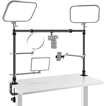 NaKeLuLu Supporto Per Fotocamera Da Tavolo – Regolabile Da 34 A 107.8 Cm, Con Morsetto A C E Braccio Snodato