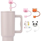 House of Quirk 4PCS Silicone Animal Straw Covers – Cute Reusable Dustproof Straw Caps for 8mm Tumblers, Food Grade Straw Topp