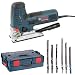 Produktbild Bosch Stichsäge GST 160 CE, + Sägeblätter (1x T144DP, 1x T244D, 1x T308BP), Spannreißschutz, Staubabsaugungs-Set, L-Boxx Gr. 2 + Stichsägeblatt-Set Progessor for Wood and Metal, 3-teilig, Einnockenschaft
