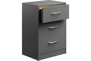 ‎CASARIA Casaria® Nachttisch Anthrazit LED 3 Schubladen Kabelführung Wandbefestigung Boxspringbett Schlafzimmer Nachtschrank Nachtkonsole Nachtkommode 54x39x28cm