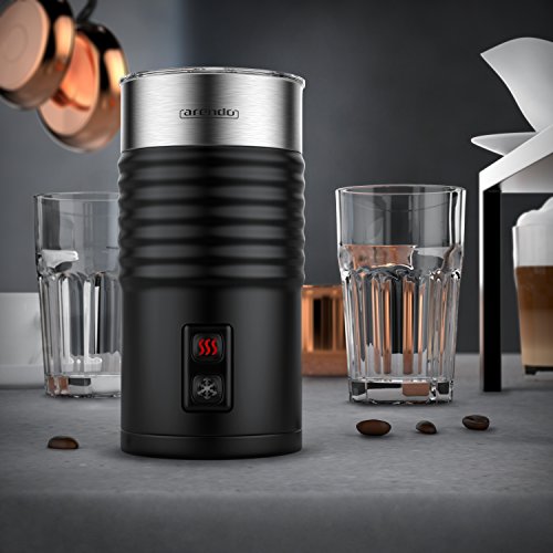 Arendo – Milchaufschäumer automatisch | milk frother | Neues Modell 2017 / STRIX Controller | 2-Tasten für Warm- und Kaltaufschäumen | Überhitzungsschutz durch automatische Abschaltfunktion | 365-435W | antihaftbeschichtet | 360° Basisstation | schwarz - 5