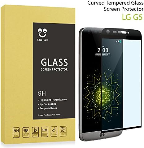 SZEETECH Premium Tempered Glass Screen Protector for LG G5 High Defintion 3D Curved Full Coverage Screen Film,Anti Scratches/Bubble-Free/Fingerprint Free 9H for LG G5[Black]