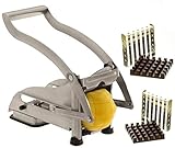 Pommes Frites Schneider Set aus Edelstahl Mit Saugfuß und 2 Extra Scharfen Klingen- Für dünne oder größere Pommes, Fritten-schneider Gemüse-schneider Eignet sich für andere Gemüsesorten