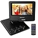 Produktbild 7.5'' Tragbarer DVD-Player, 5 Stunden Akku, schwenkbaren Bildschirm, unterstützt SD-Karte und USB, mit Spiele-Joystick, Auto-Ladegerät--Schwarz