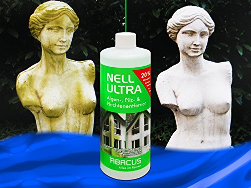 NELL ULTRA (6x1000ml Liter) Konzentrat — Algenentferner Pilzentferner Flechtenentferner Grünbelagsentferner Grabsteinpflege Moosentferner Algizid Algicid Elgenex Algenvernichter Algenkiller – von ABACUS - 3