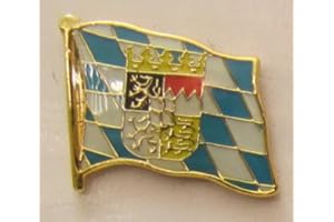 Buddel-Bini Versand Pin Anstecker Flagge Fahne Bayern mit Löwen Wappen Raute Landesflagge Flaggenpin Badge Button Flaggen Clip Anstecknadel