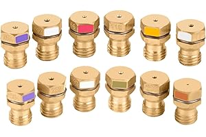 KAJKEY Gicleur Gaz Bouteille | Gicleur Gaz Butane | Injecteur Gaz Butane | Gicleur Gaz de Ville | Injecteur Gaz de Ville | bruleur gaz butane - 12 Pièces Laiton pour Cuisinière, Chauffe-eau, Barbecue