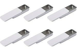 Toolzia 6Piece Portable Toothpicks Holder, Empty 8*3.3*1.3cm Reusable Toothpick Case Metal Toothpick Dispenser Dental Floss Storage Box for Travel,Outdoor(White)