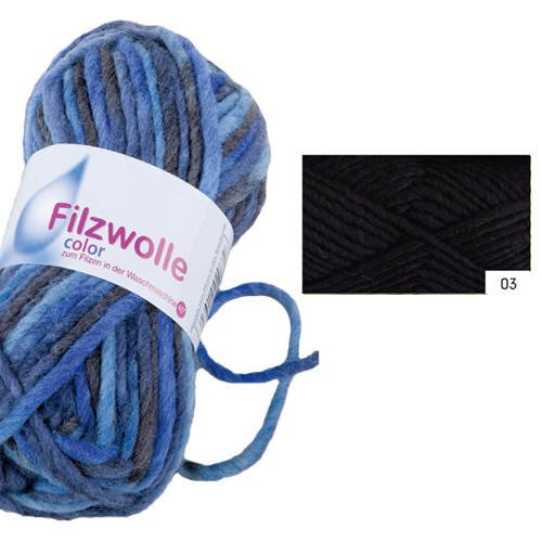 Filzwolle Uni, 50g, Fb. 03, Schwarz