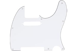 Musiclily 8 Agujeros Tele Pickguard Guitarra Golpeador para Guitarra Eléctrica Fender American/México Standard Telecaster Estilo Moderno, 3 capas Blanco