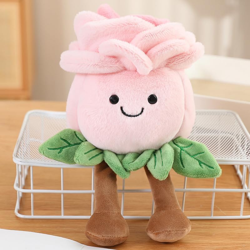 XIMEY Plantas de Peluche, Peluche Planta, Suculenta Artificial, Decoración de Maceta, Muñeca de Juguete para Niños y Bebés, Suave y Lavable, Regalo de Cumpleaños 20 cm (Rosas)