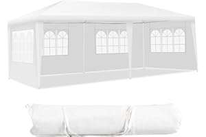 COSTWAY Gazebo da Giardino 6 x 3 m, Tendone per Feste con 4 Pareti Rimovibili, con Borsa di Trasporto, Impermeabile Protezione UV, per Matrimonio Eventi e Barbecue