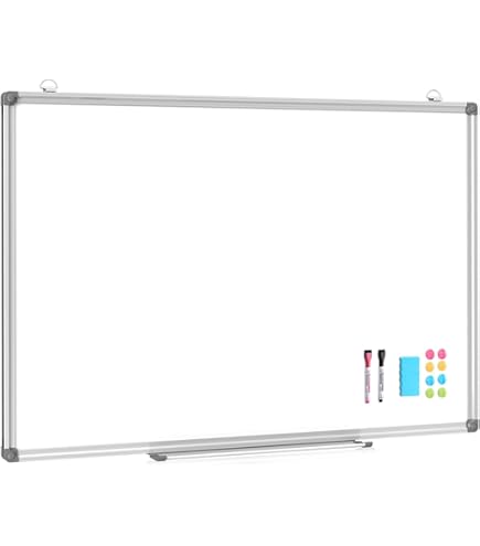 maxtek Whiteboard Magnetisch 180 x 120 cm, Magnettafel Groß mit Aluminiumrahmen und Abnehmbarem Tablett, Trocken Abwischbar Beidseitig Beschreibbar Pinnwand Magnetisch, Geeignet für Büro, Schule, Haus