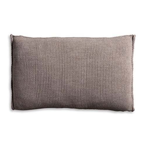 Knit Factory 1131329 Dekokissen Strickkissen Uni mit Füllung, 60 x 40 cm, taupe - 2