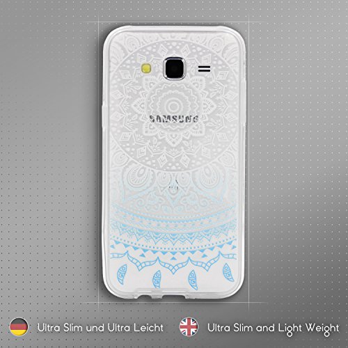 Urcover   Funda Galaxy J5 Edici  n 360 Grados Mandala Flexible Samsung Galaxy J5 Protecci  n Completa Delgada Antichoque Antigolpes Anticaidas Transparente en Azul
