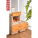 Motek Patateslik Soğanlık Sepeti Oyuncak Kutusu Tekerlekli Organızer &Ccedil;ok Ama&ccedil;lı Kutu 3X12Lt-Bambu+Krem