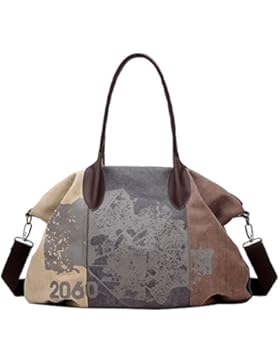 PB-SOAR Damen Vintage Canvas Große Schultertasche Umhängetasche Handtasche Henkeltasche Beuteltasche Reisetasche