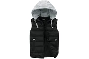YOUTHUP Homme Veste sans Manches Doudoune Matelassé Couleur Légère Gilet à Capuche Manteaux épais en Hiver